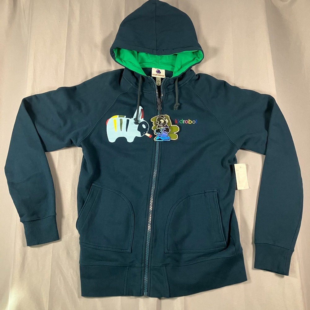 Kidrobot Kozik Multi Bones Labbit Zip Hoodie Mens Large Navy Full Zip Jacket